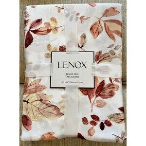 LENOX Leaf Tablecloth 60" x 84" Oblong Jacquard Fall Thanksgiving NEW in Package
